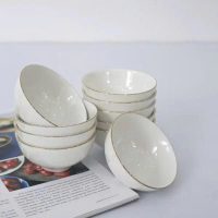 Set 10 bát-chén cơm Minh Châu viền vàng