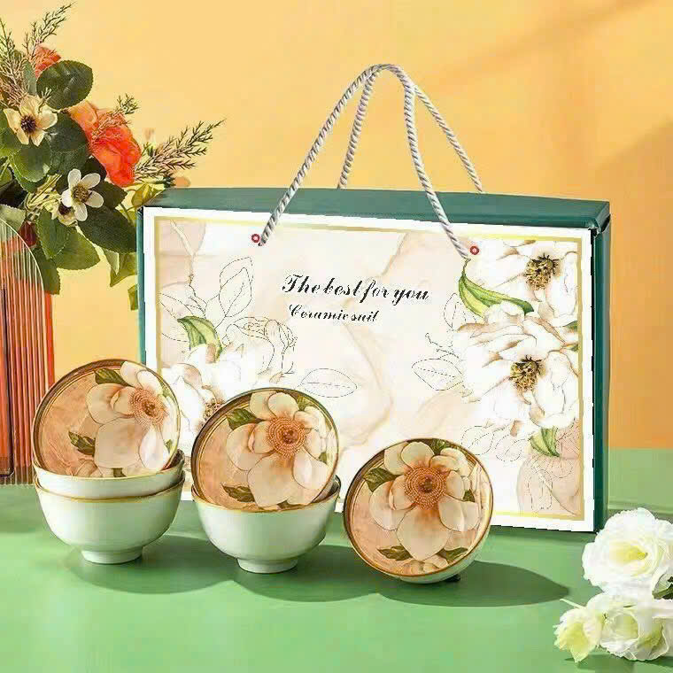Set bát-chén cơm có họa tiết
