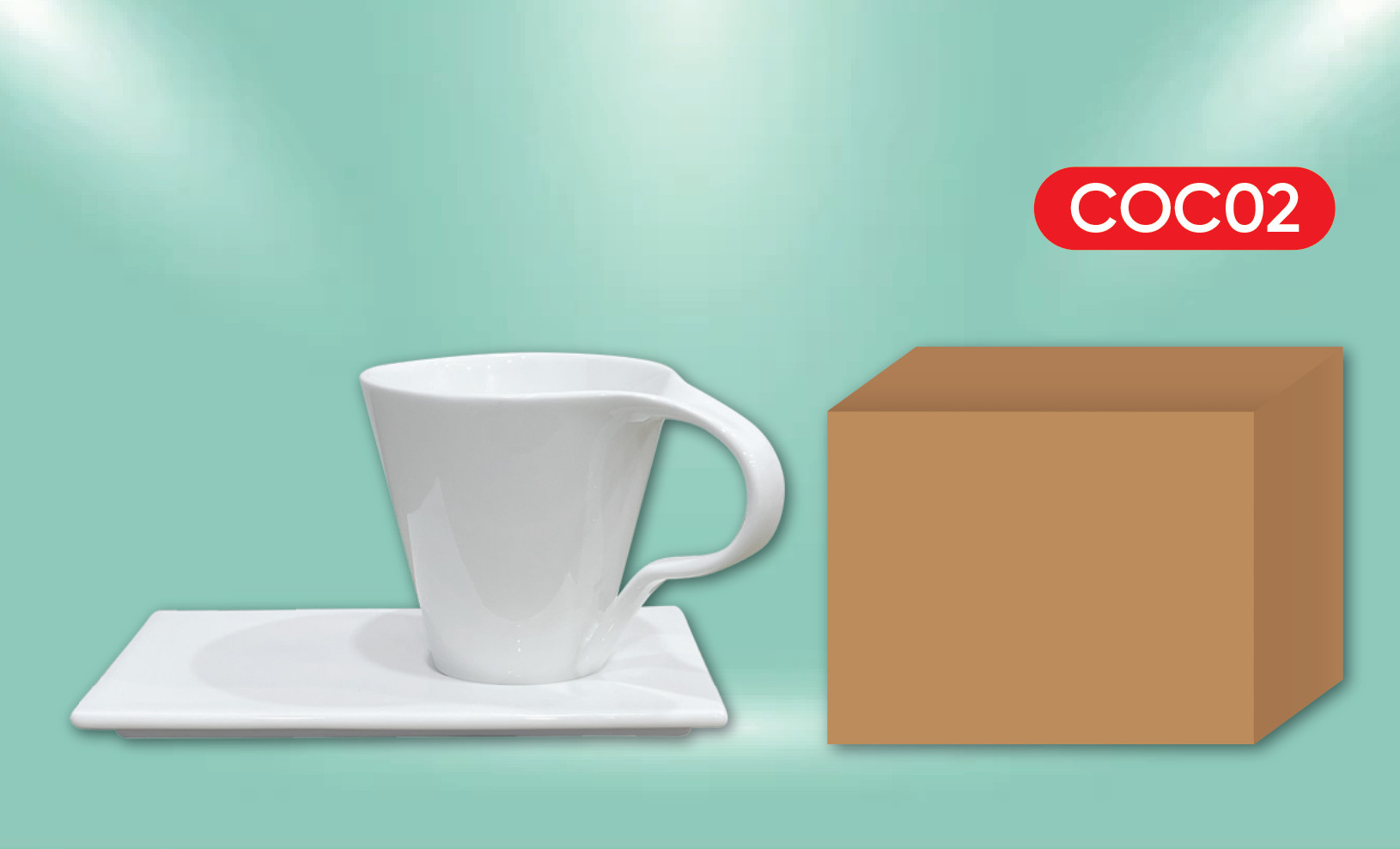 Cốc sứ eo kèm khay