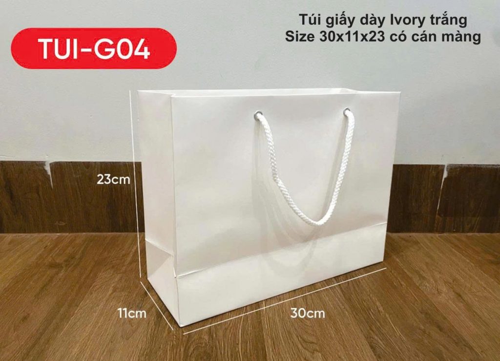 Túi giấy ivory 30x11x23 cán màng đựng bộ ấm trà, bộ ly tại Đà Nẵng