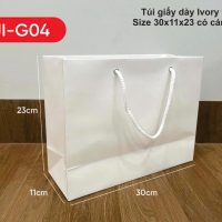 Túi giấy dày ivory trắng size 30x11x23 có cán màng (TUI-G04) - Ảnh 2
